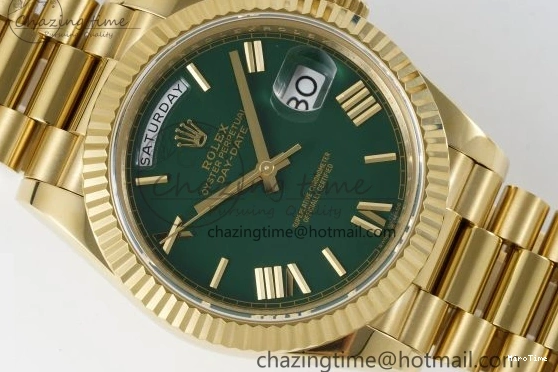 MiroTime 1229 Day Date 40 228238 YG JDF 1:1 Best Edition Green Dial on YG Bracelet VR EyeCatching 2245